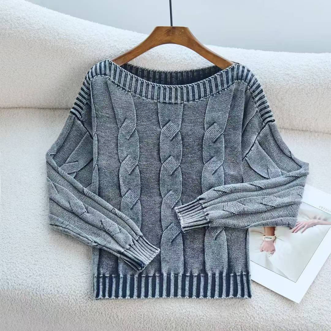 Damen Pullover im modernem Zopfdesign mit übergroßer Silhouette EB