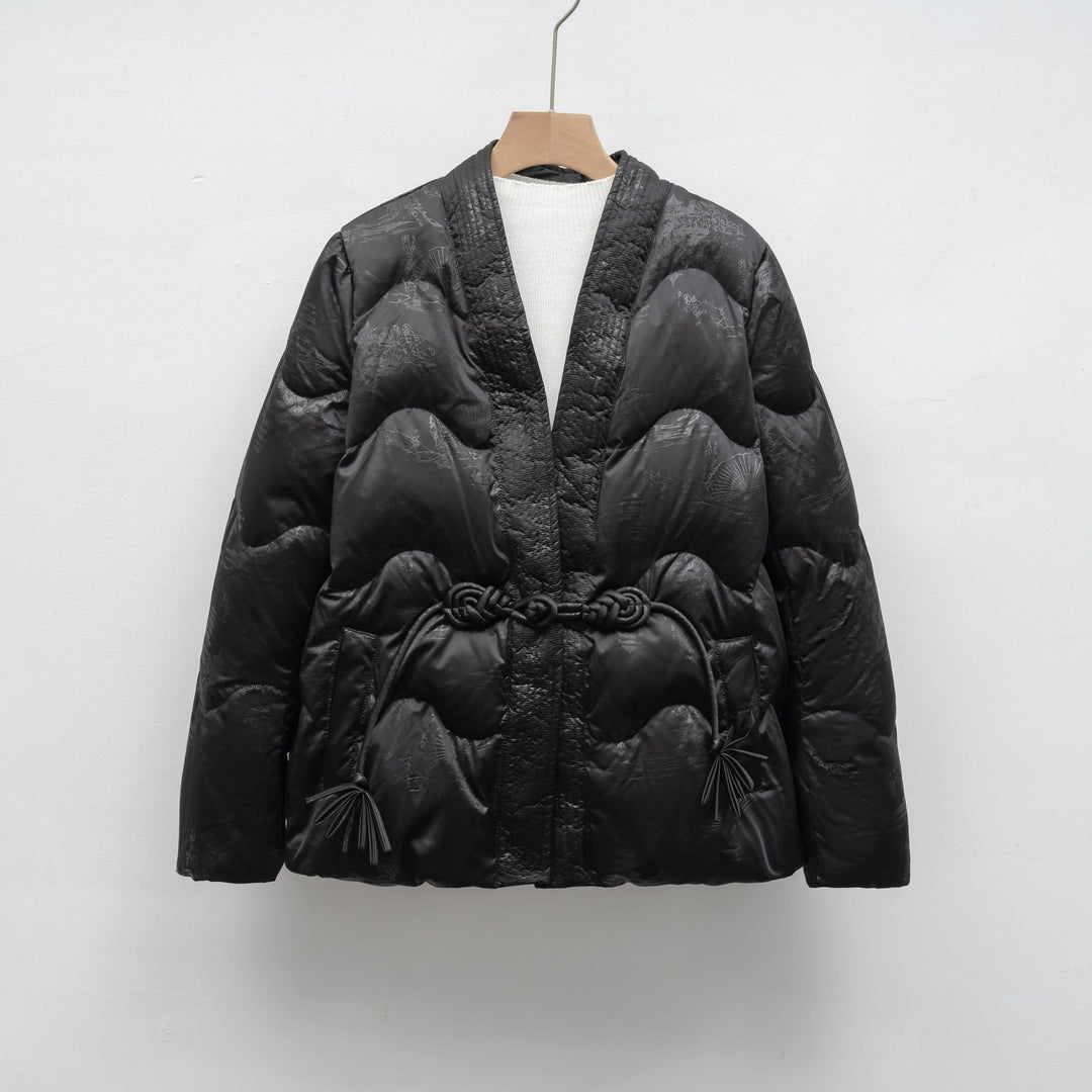 Damen Voluminöse Steppjacke mit Taillenzug und eleganter Struktur EB