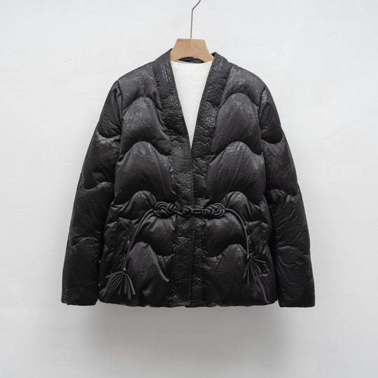 Damen Voluminöse Steppjacke mit Taillenzug und eleganter Struktur EB