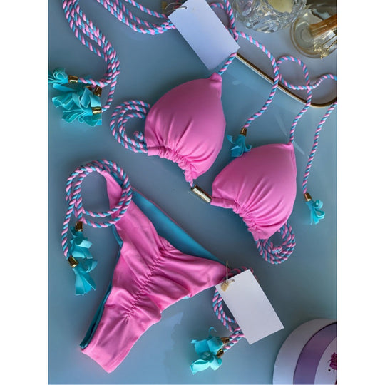 Damen Triangel-Bikini mit verspieltem Trockenband und eleganten Details EB