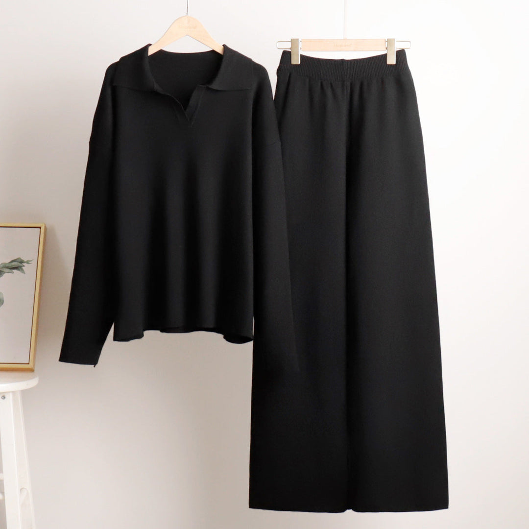 EB | Loungewear Set - Oversized Pullover mit Kragen und Weiten Hosen - Perfekt für Zuhause & Freizeit