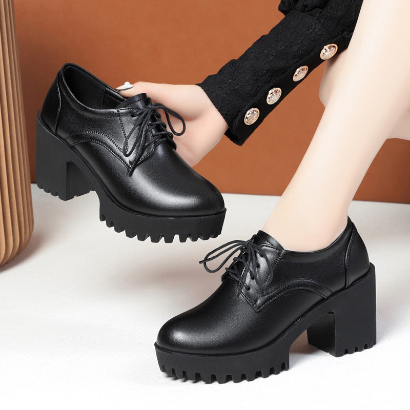 Damen Komfortable Schnürschuhe mit markantem Blockabsatz und rutschfester Sohle EB
