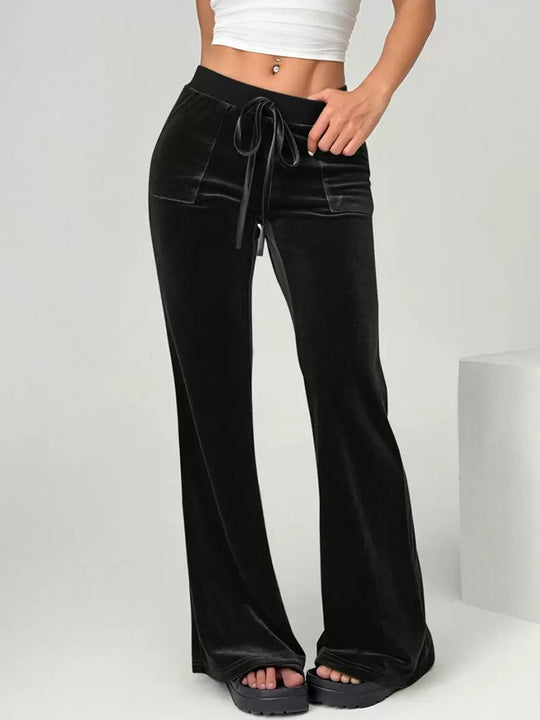Damen Velours Freizeithose mit elastischem Bund und Taschen EB