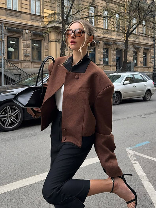 Damen Wolle Crop-Jacke mit modernem Schnitt EB