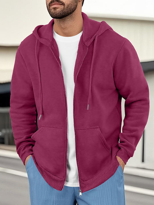 Herren lässige Kapuzenjacke mit atmungsaktivem Sweatstoff und praktischen Taschen EB