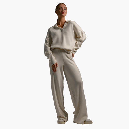 EB | Loungewear Set - Oversized Pullover mit Kragen und Weiten Hosen - Perfekt für Zuhause & Freizeit