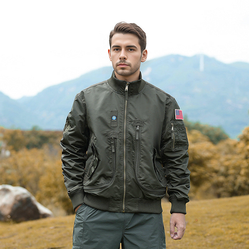 Herren nan robuste Bomberjacke mit winddichtem Nylon, utility-Taschen und elastischen Bündchen EB