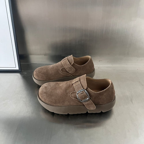 Damen Komfortable Wildleder-Clogs mit modischem Schnallenverschluss EB