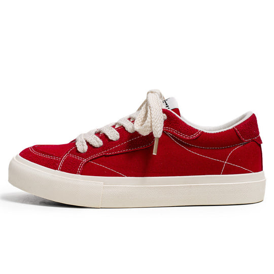 Unisex lässiger Canvas-Low-Top Sneaker mit kontrastnaher Ziersteppung und gepolsterter Plateausohle EB