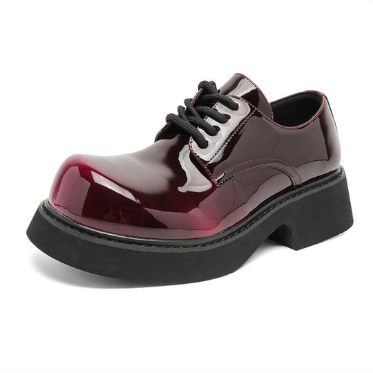 Damen Hochglänzende Schnürschuhe mit dicker Sohle und modischem Design EB