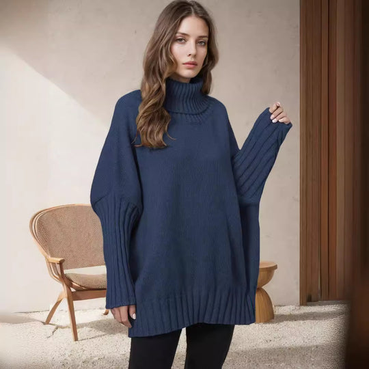 Damen Oversize Rollkragenpullover mit strukturiertem Strick EB