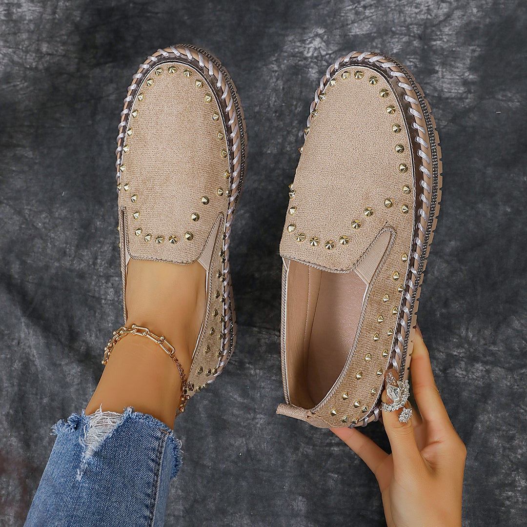 Damen Glamouröse Slip-On Sneakers mit funkelndem Glitzer und Nieten EB