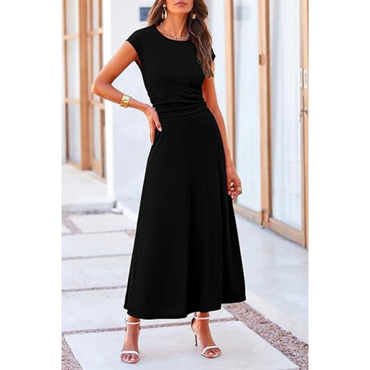 Damen Elegantes Maxikleid mit tailliertem Oberteil und fließendem Rock EB