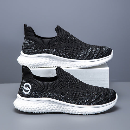 Damen Bequeme Slip-On Sneakers mit atmungsaktivem Strickmaterial und rutschfester Sohle EB