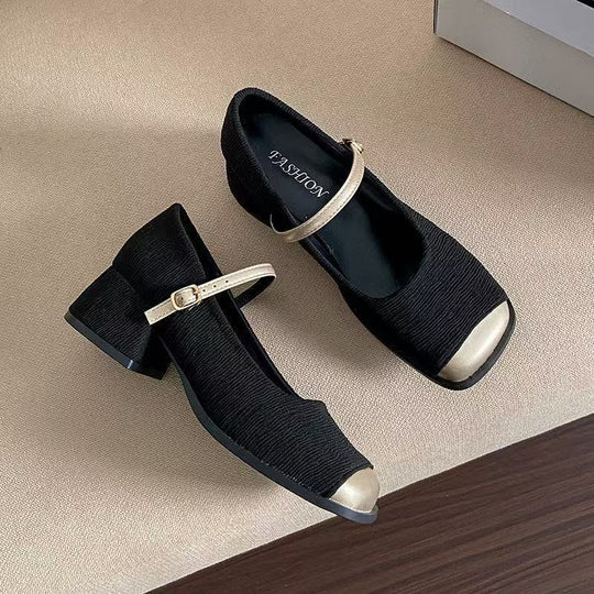 Damen Elegante Mary Jane Schuhe mit feinem Obermaterial und verstellbarem Riemen EB