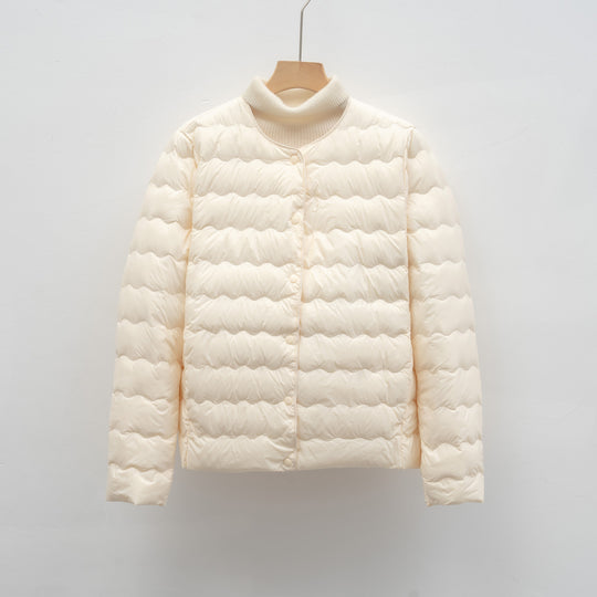 Damen Leichte gesteppte Jacke mit hochgeschlossenem Kragen und elastischen Bündchen EB