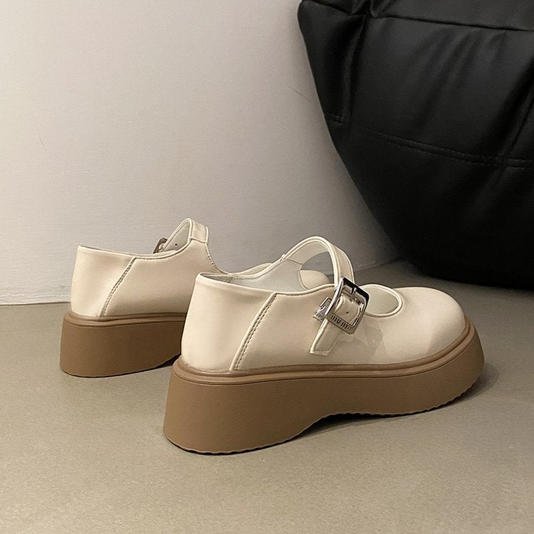 Damen modische Plateau-Mary Jane Schuhe mit verstellbarem Schnallenverschluss EB