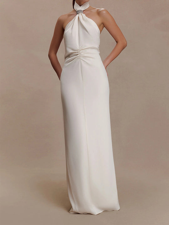 Damen Elegantes Halterkleid mit Raffung EB