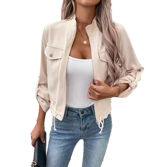 Damen lässige Utility-Jacke mit hochwertigen Details und verstellbarem Saum EB
