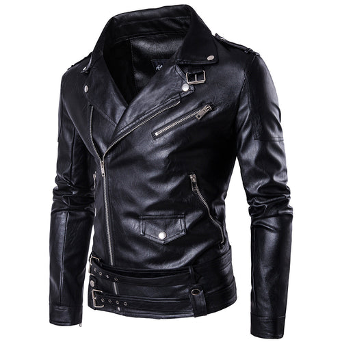 Herren Leder Bikerjacke mit robusten Reißverschlüssen EB