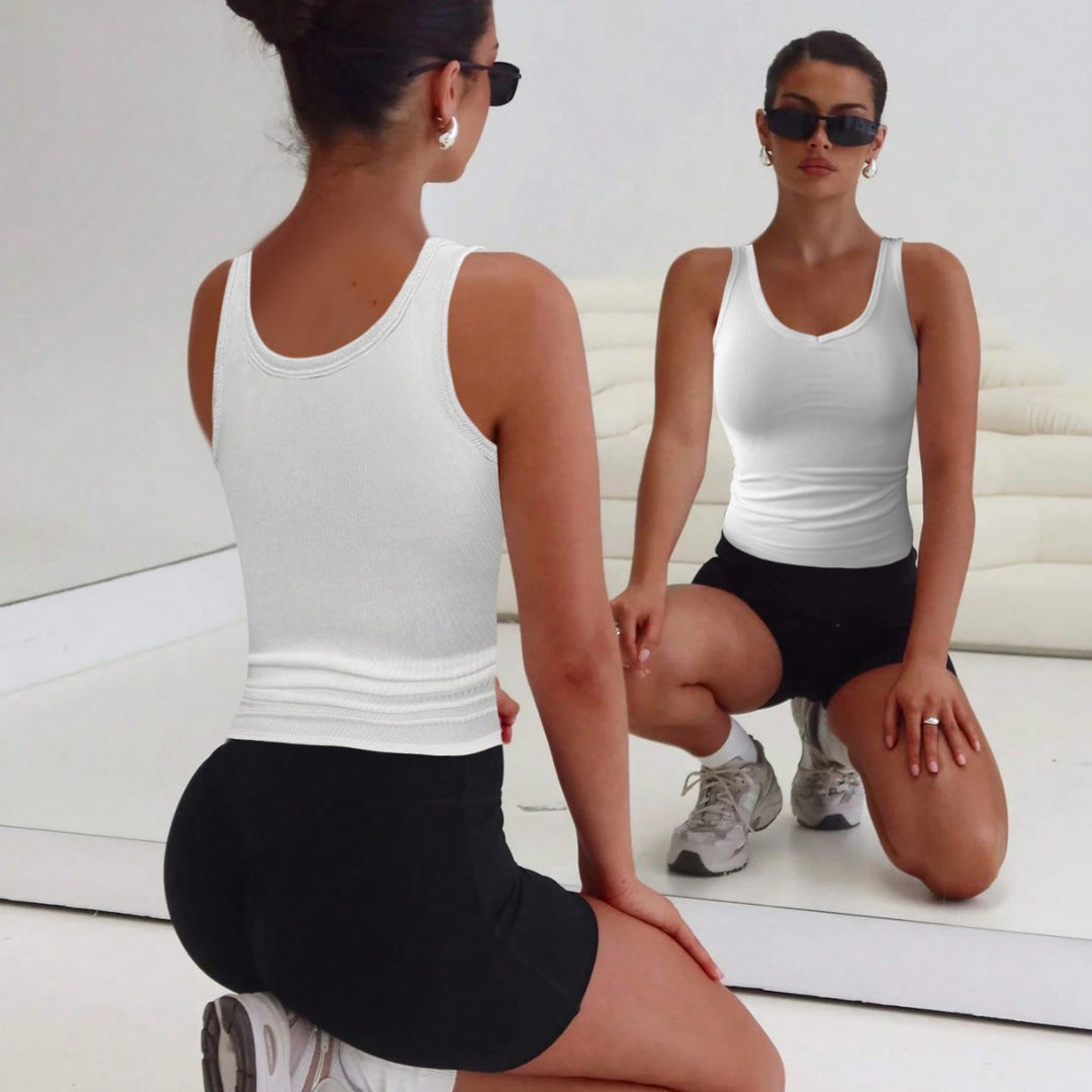 Damen figurbetontes V-Ausschnitt Tanktop Set EB