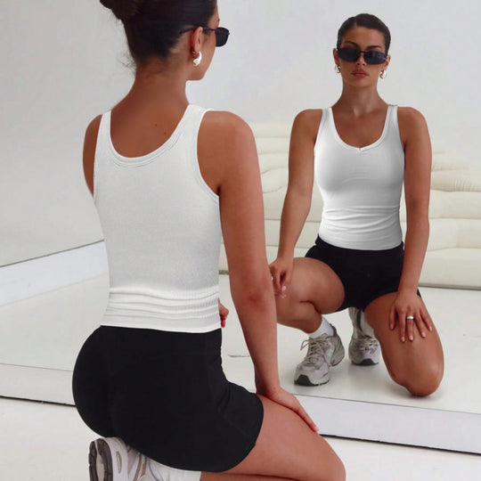 Damen figurbetontes V-Ausschnitt Tanktop Set EB