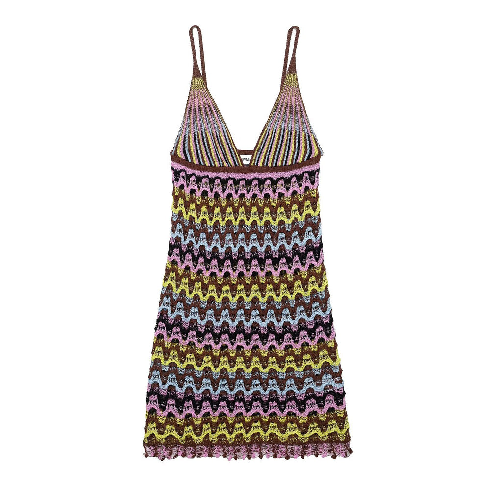 Damen Sommerliches Chiffonkleid mit Wellenmuster und verstellbaren Trägern EB
