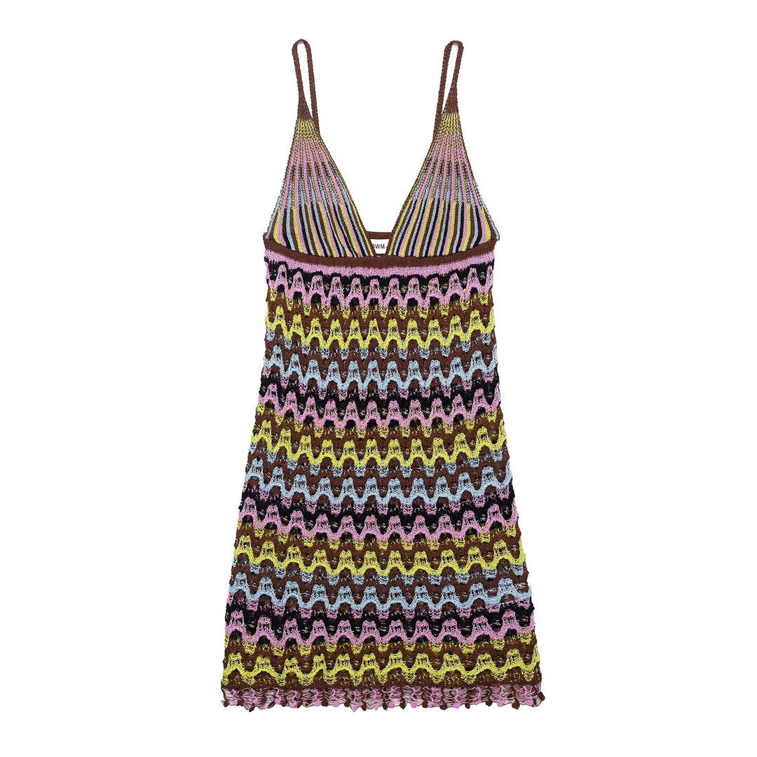 Damen Sommerliches Chiffonkleid mit Wellenmuster und verstellbaren Trägern EB