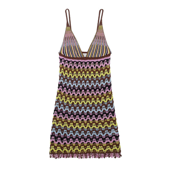 Damen Sommerliches Chiffonkleid mit Wellenmuster und verstellbaren Trägern EB