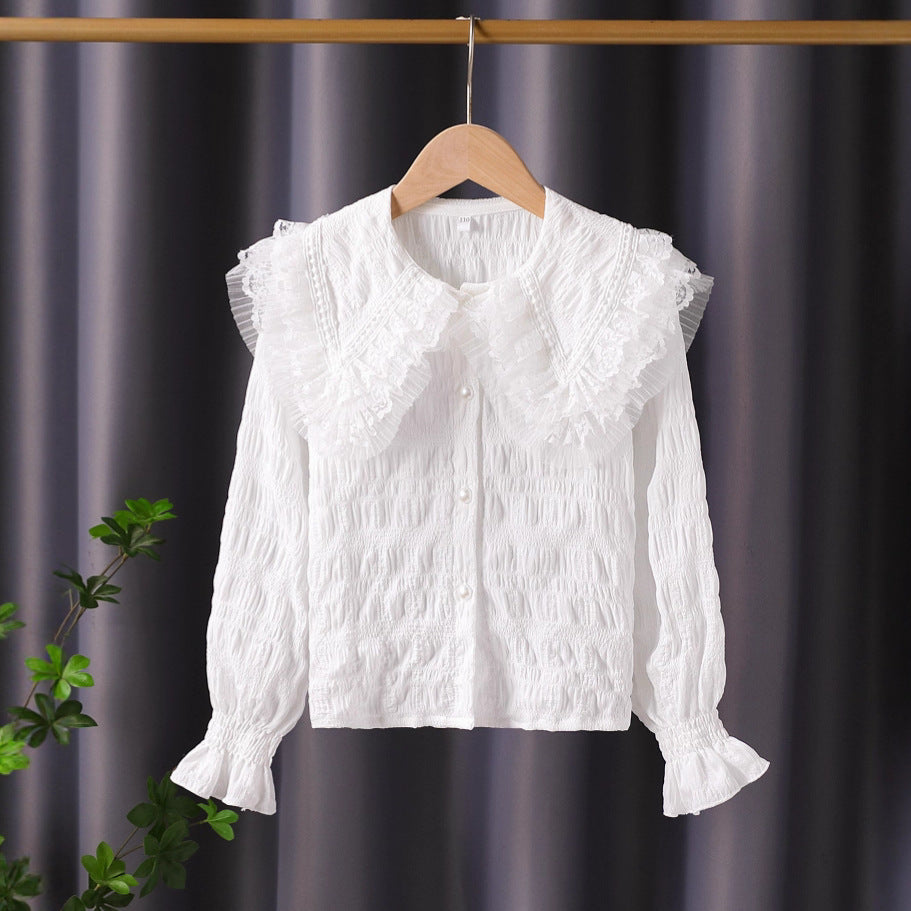 Damen Bluse mit voluminösem Rüschenkragen EB