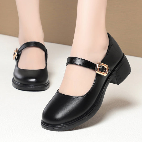 Damen Mary Jane Pumps mit elegantem Riemen und komfortablem Blockabsatz EB