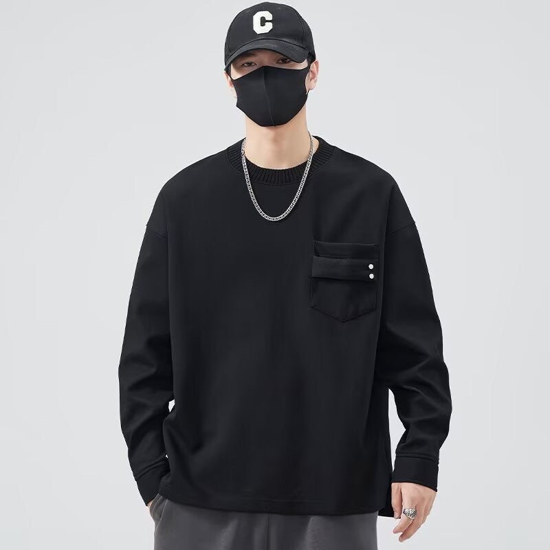 Herren lässiges Langarmshirt mit praktischer Brusttasche EB