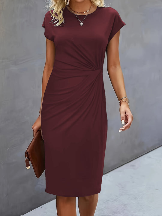 Damen figurbetontes Wickelkleid mit trendigen Drapierungen und klassischem Schnitt EB