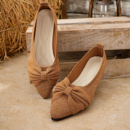 Damen Elegante Ballerinas mit dekorativem Knotendesign und atmungsaktivem Obermaterial EB