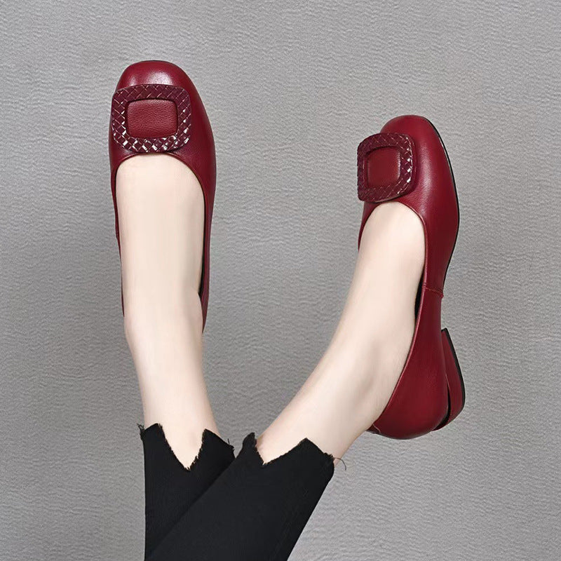 Damen Klassische Ballerinas mit modischem Schnallen-Design EB