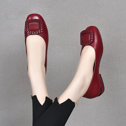 Damen Klassische Ballerinas mit modischem Schnallen-Design EB