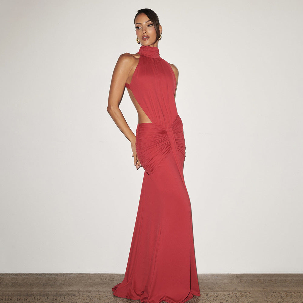 Damen Figurumspielendes Abendkleid mit hochgeschlossenem Design und raffinierten Drapierungen EB