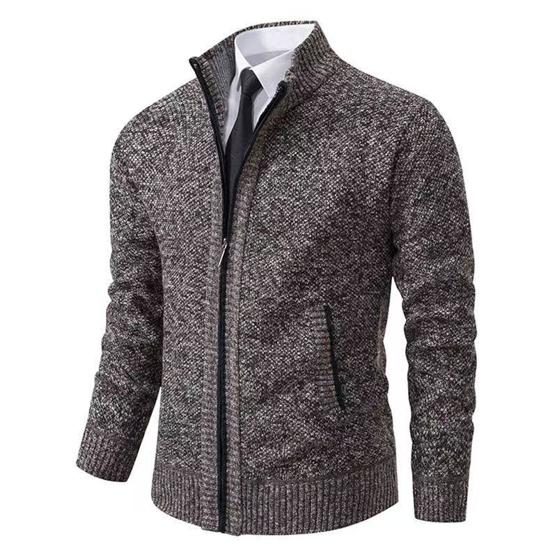 Herren nan Strickjacke mit Stehkragen und verdecktem Reißverschluss EB