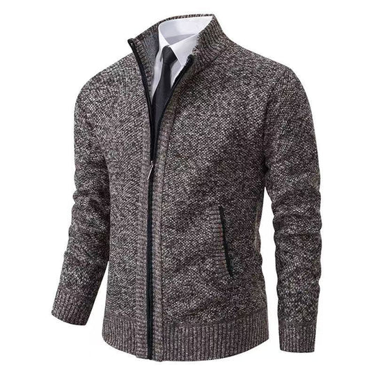 Herren nan Strickjacke mit Stehkragen und verdecktem Reißverschluss EB
