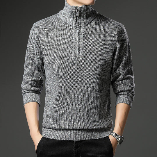 Herren modischer Pullover mit halb hochschließendem Reißverschluss und strukturiertem Design EB