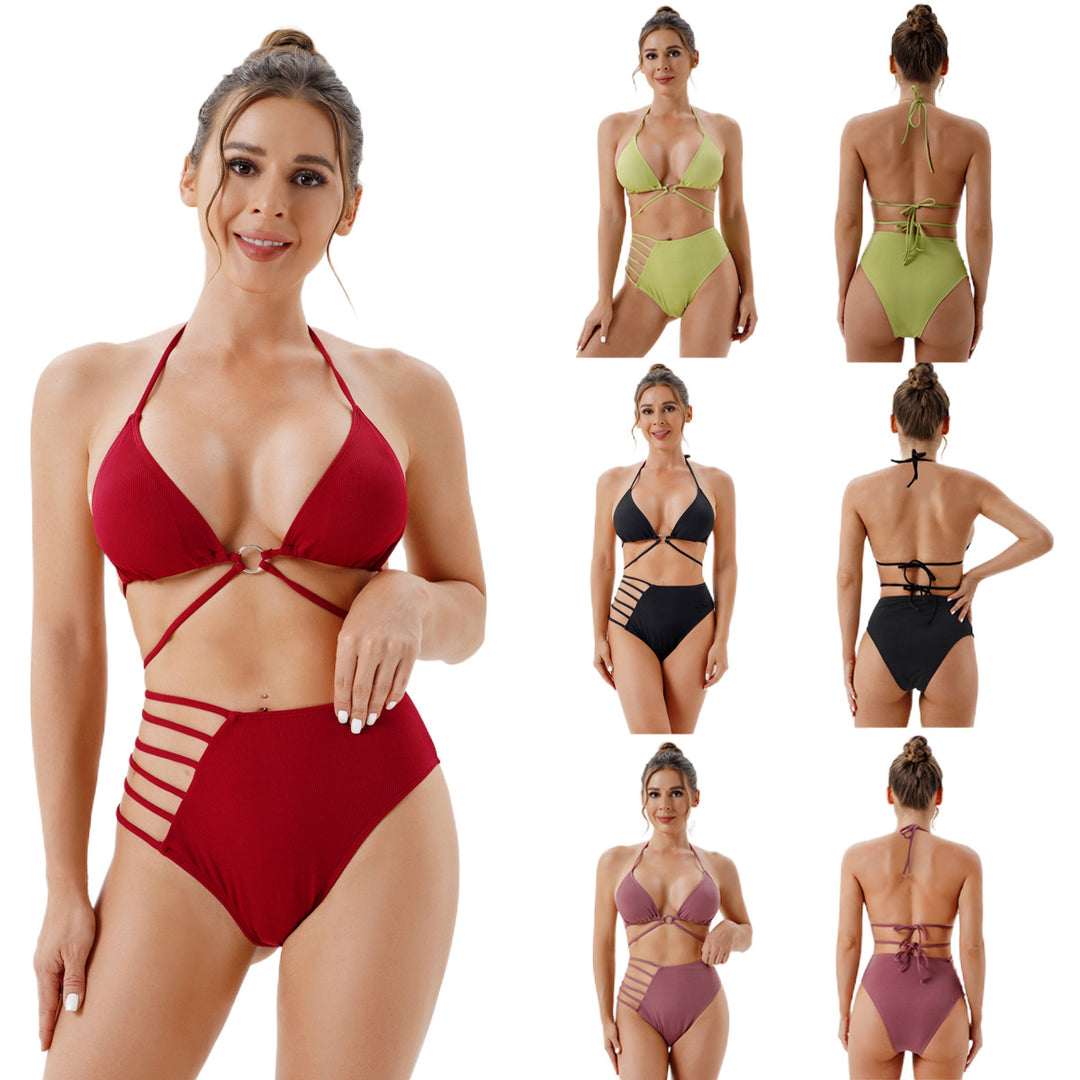 Damen Hochtailliertes Bikini-Set mit modischen Cut-Out-Details EB