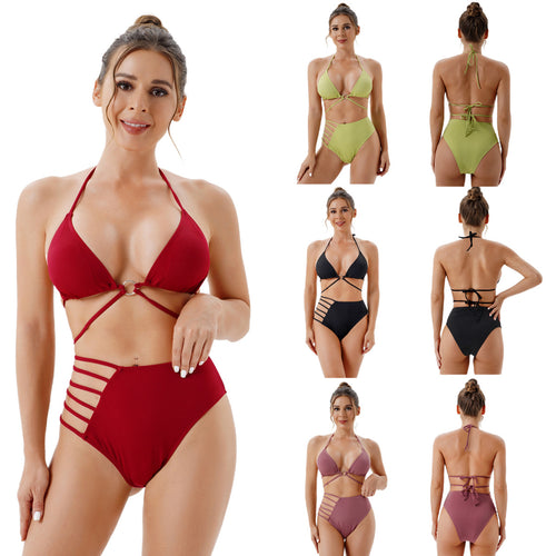 Damen Hochtailliertes Bikini-Set mit modischen Cut-Out-Details EB