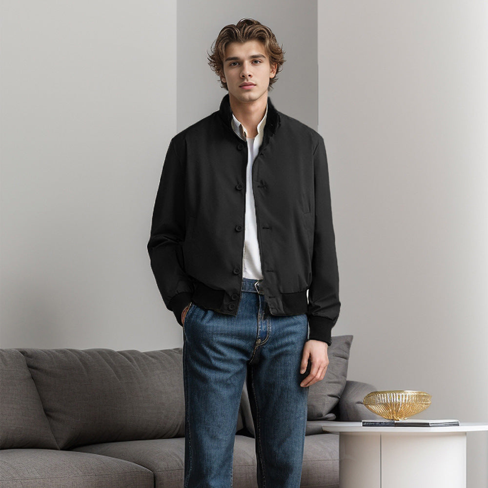 Herren Casual-Bomberjacke mit hohem Kragen und praktischen Taschen EB
