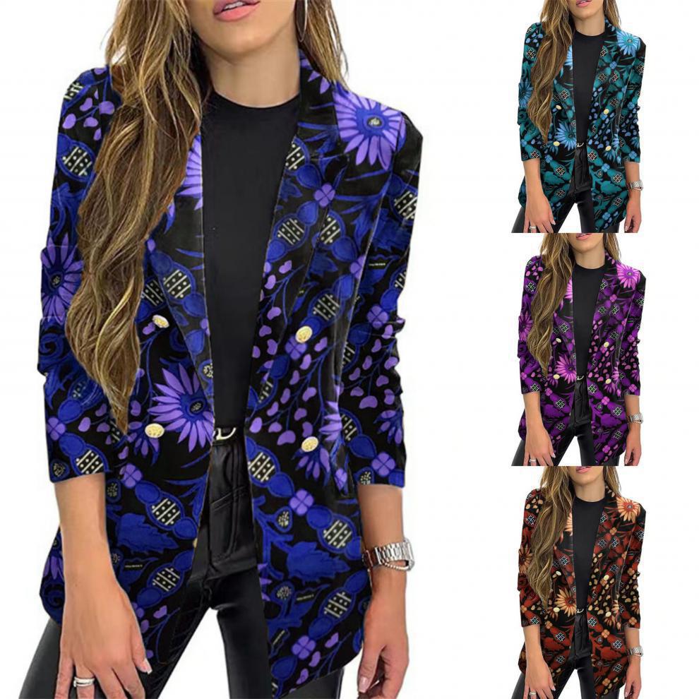 Damen Modischer Blazer mit floralem Muster und oversized Schnitt EB