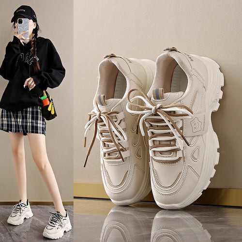 Damen Sportliche Chunky Sneakers mit atmungsaktiver Oberflächenstruktur EB