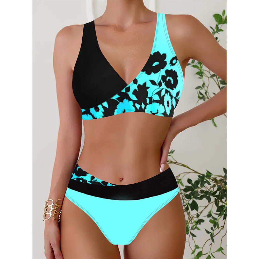 Damen Badeset mit glänzendem floralem Muster EB