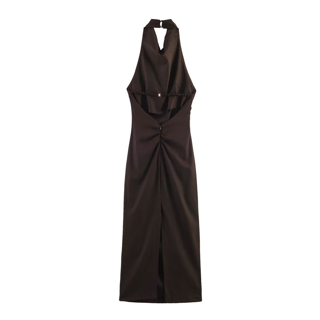 Damen Maxikleid mit elegantem Drapierungsdesign EB