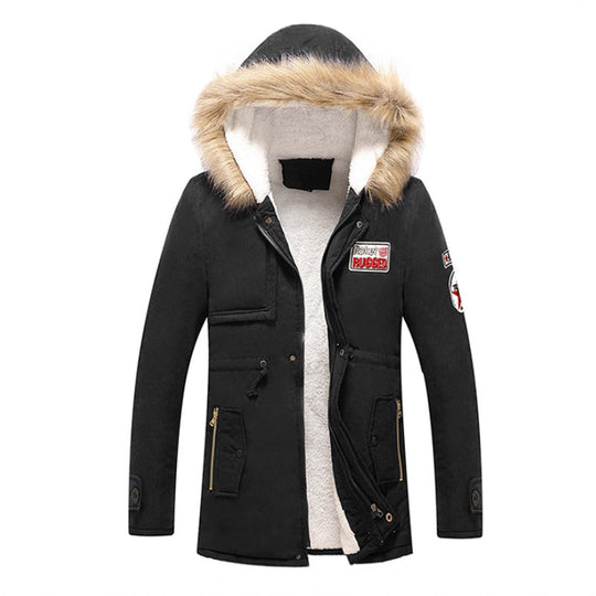 Herren modische Winterjacke mit Kunstfellkragen und praktischen Taschen EB
