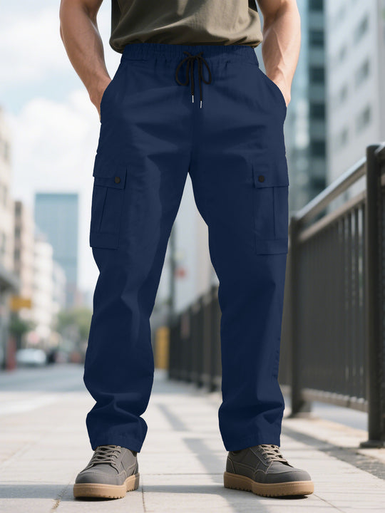 Herren nan urbane utilitarische Cargohose mit elastischem Komfortbund, Tunnelzug und verschließbaren Klappentaschen EB