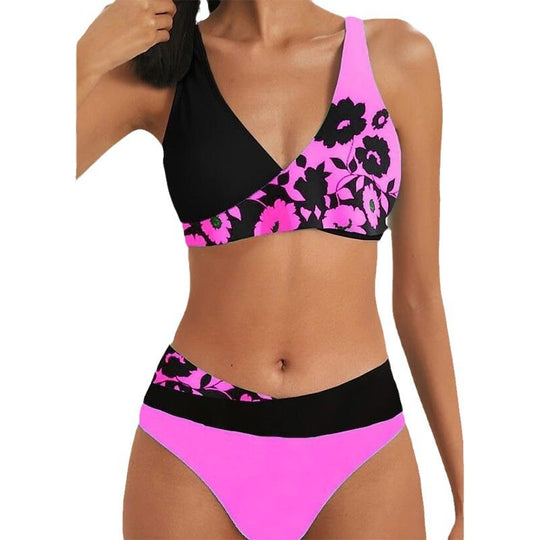 Damen Badeset mit glänzendem floralem Muster EB